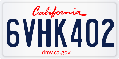 CA license plate 6VHK402