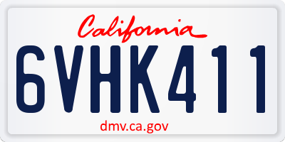 CA license plate 6VHK411