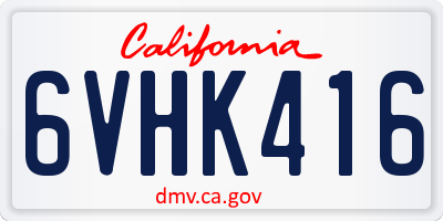 CA license plate 6VHK416