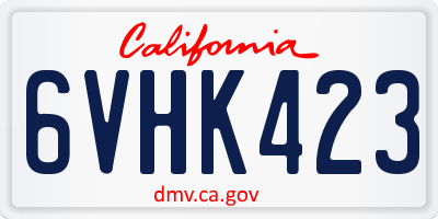 CA license plate 6VHK423