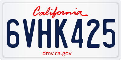 CA license plate 6VHK425