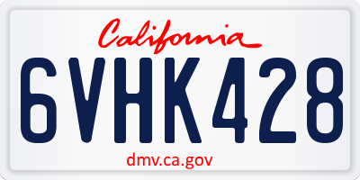 CA license plate 6VHK428
