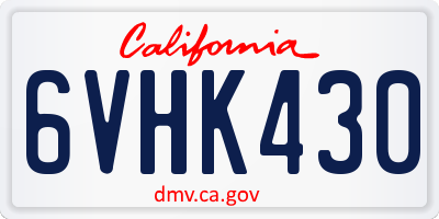 CA license plate 6VHK430