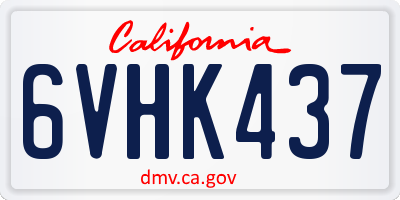 CA license plate 6VHK437