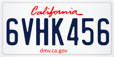 CA license plate 6VHK456