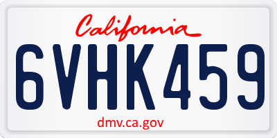 CA license plate 6VHK459