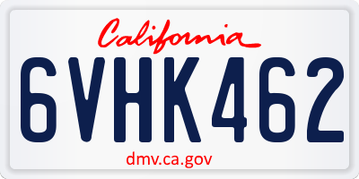 CA license plate 6VHK462