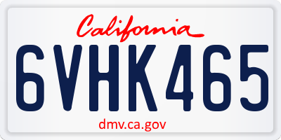 CA license plate 6VHK465