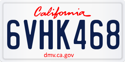CA license plate 6VHK468