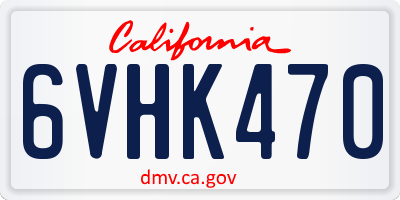 CA license plate 6VHK470