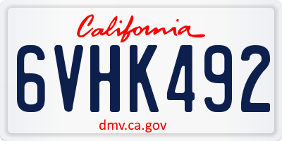 CA license plate 6VHK492