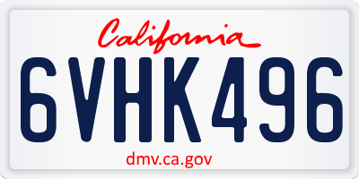 CA license plate 6VHK496
