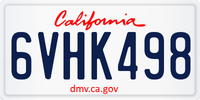 CA license plate 6VHK498