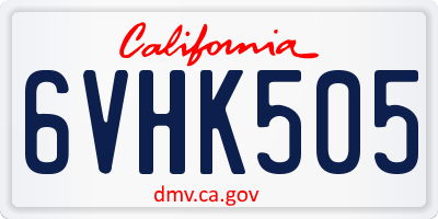 CA license plate 6VHK505