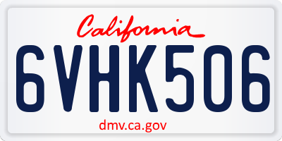 CA license plate 6VHK506