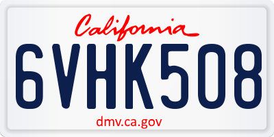 CA license plate 6VHK508