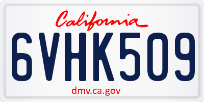 CA license plate 6VHK509