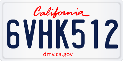 CA license plate 6VHK512