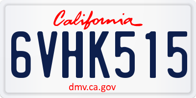 CA license plate 6VHK515