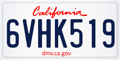 CA license plate 6VHK519