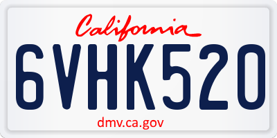 CA license plate 6VHK520