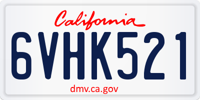 CA license plate 6VHK521