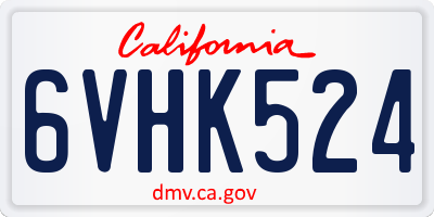 CA license plate 6VHK524