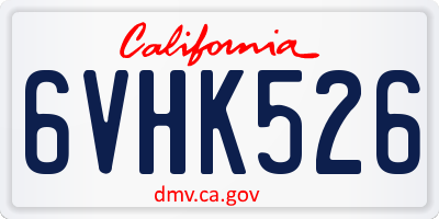 CA license plate 6VHK526