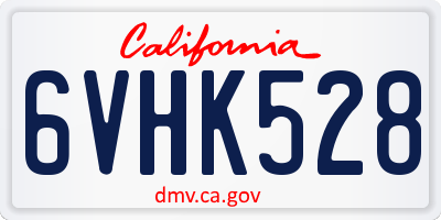 CA license plate 6VHK528