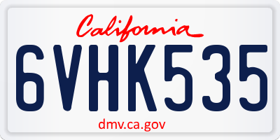 CA license plate 6VHK535