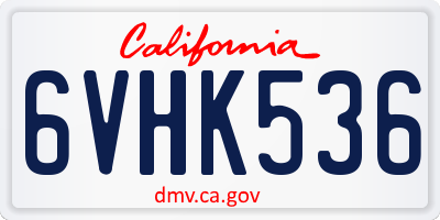 CA license plate 6VHK536