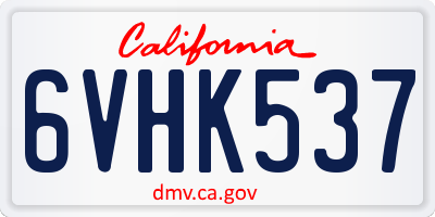 CA license plate 6VHK537