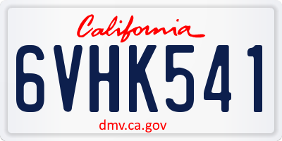 CA license plate 6VHK541