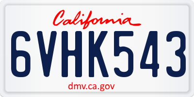 CA license plate 6VHK543