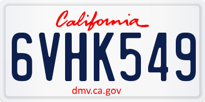 CA license plate 6VHK549