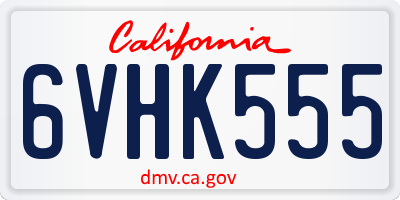 CA license plate 6VHK555