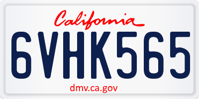 CA license plate 6VHK565