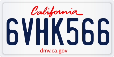 CA license plate 6VHK566