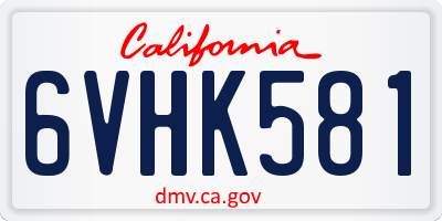 CA license plate 6VHK581