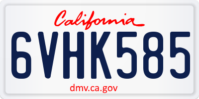 CA license plate 6VHK585