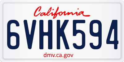 CA license plate 6VHK594