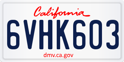 CA license plate 6VHK603