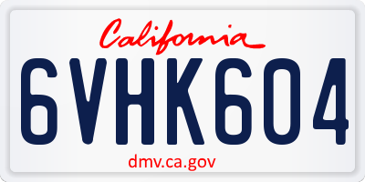 CA license plate 6VHK604