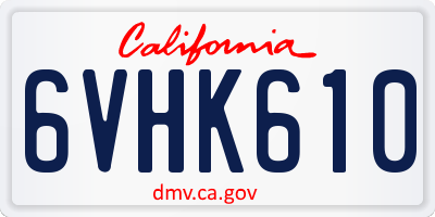 CA license plate 6VHK610
