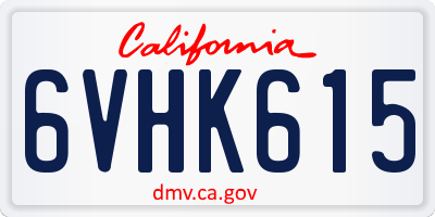 CA license plate 6VHK615