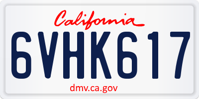 CA license plate 6VHK617