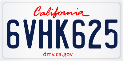 CA license plate 6VHK625