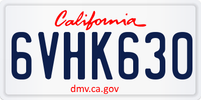 CA license plate 6VHK630