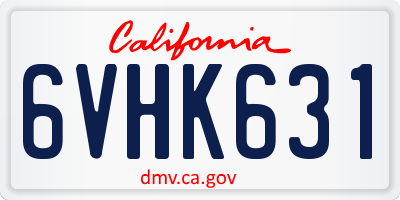CA license plate 6VHK631