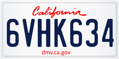 CA license plate 6VHK634